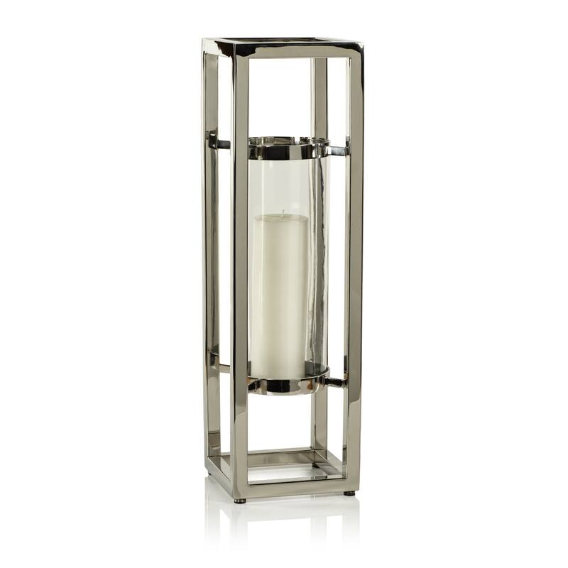 Irvine Polished Steel Hurricane Candle Holder
