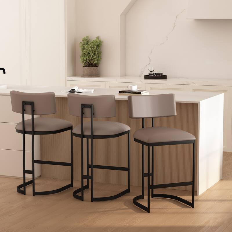 Manhattan Comfort Juno Metal Vegan Leather Counter Stool