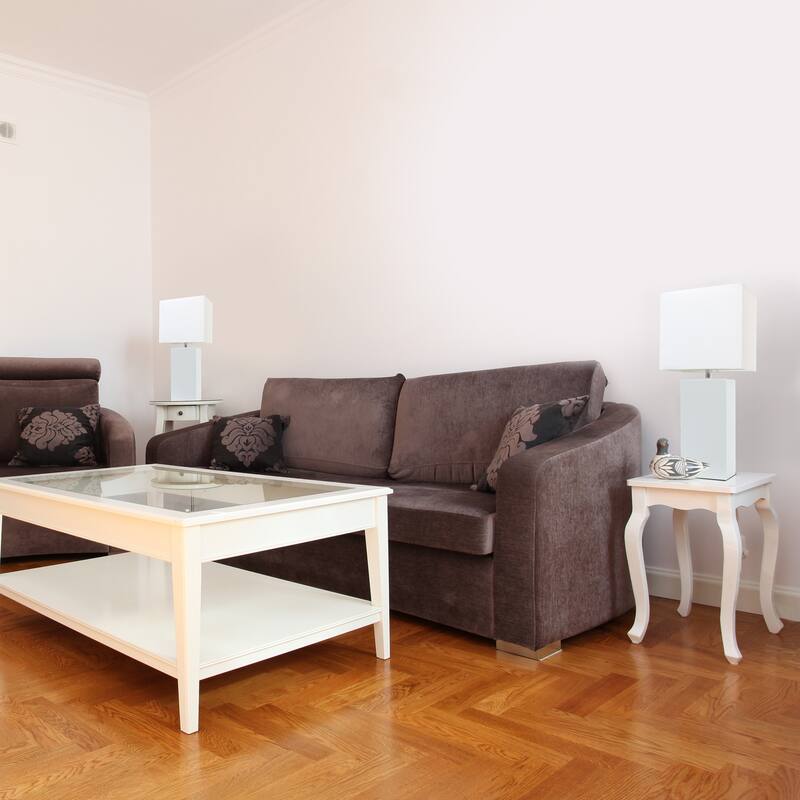 21 in. White Finish Table Lamp with White Shade, Sturdy Table Lamp for Living Rooms and Bedrooms, Set of 2