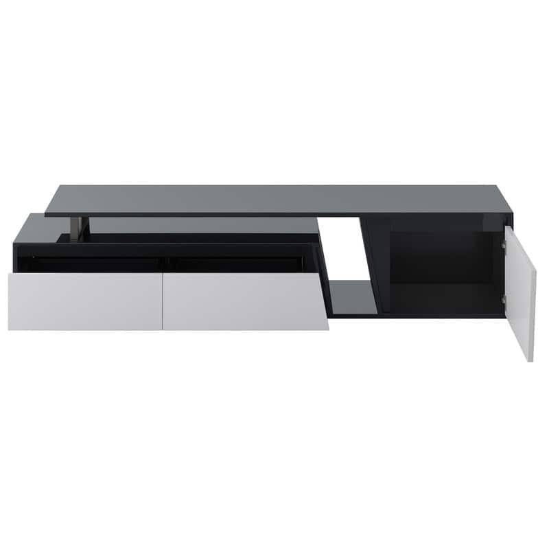 Modern Extendable TV Stand with Storage - Minimalist Rectangle Cabinet for TVs up to 100''