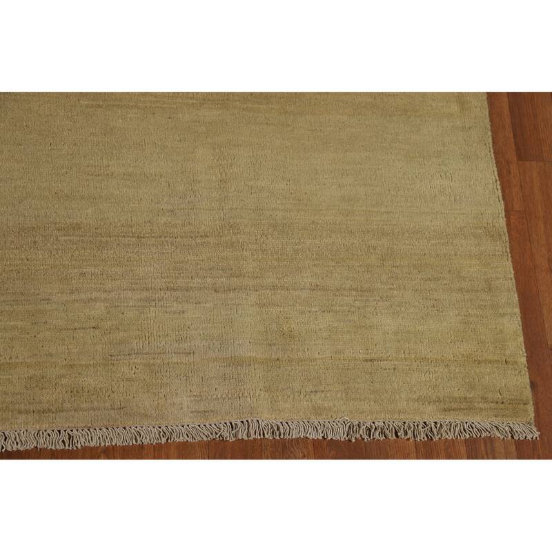 Contemporary Gabbeh Oriental Area Rug Handmade Green Wool Carpet - 6'5" x 9'7"