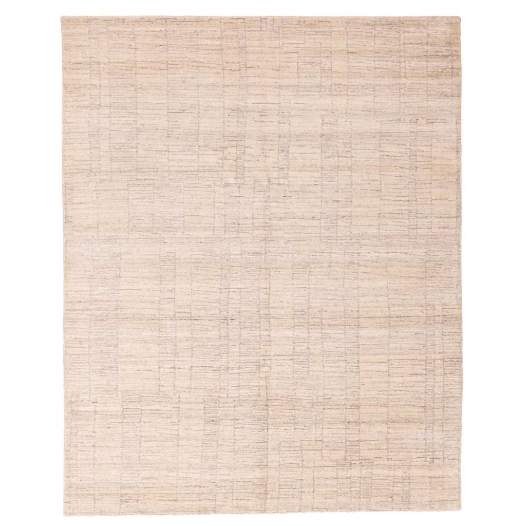 ECARPETGALLERY Hand Loomed Elysian Ivory, Light Grey Wool Rug - 7'10 x 9'11