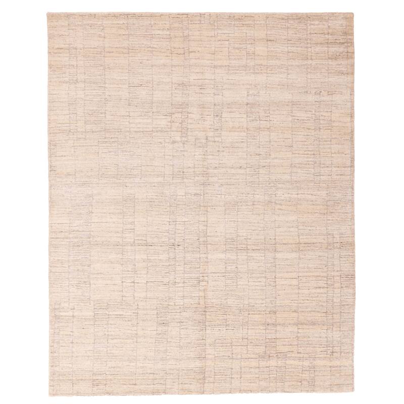 ECARPETGALLERY Hand Loomed Elysian Ivory, Light Grey Wool Rug - 7'10 x 9'11