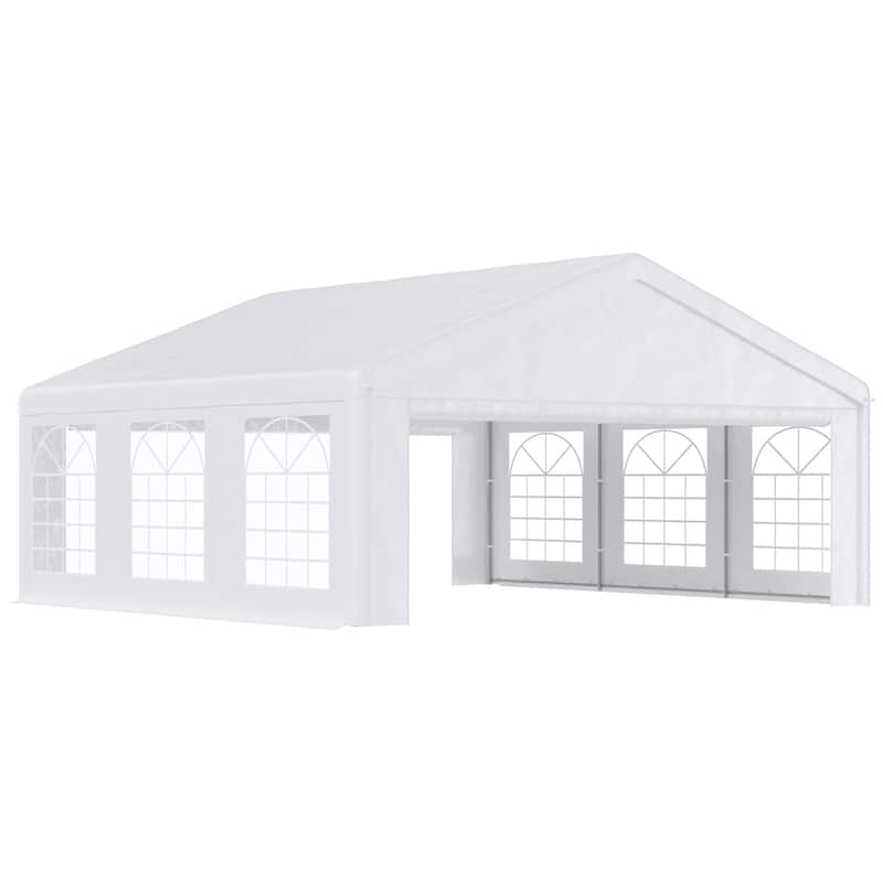 Outsunny 20' x 20' Heavy Duty Wedding Tent & Carport, Portable Garage with Removable Sidewalls, Large Outdoor Canopy