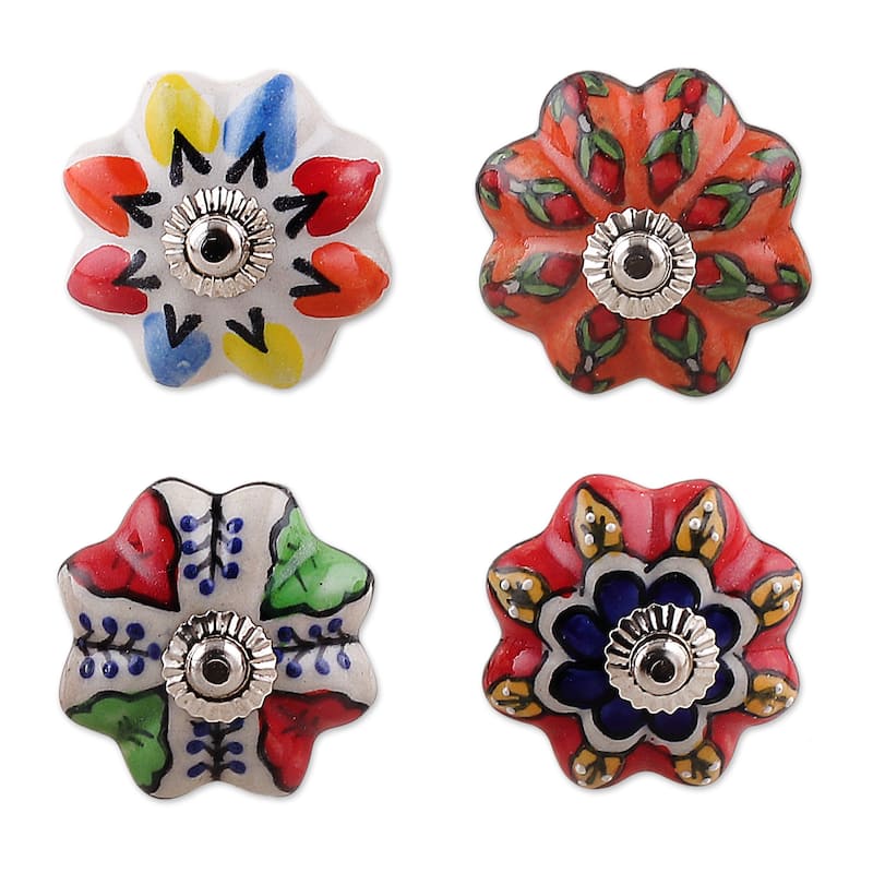 Novica Handmade Vibrant Utopia Ceramic Knobs (Set Of 8)