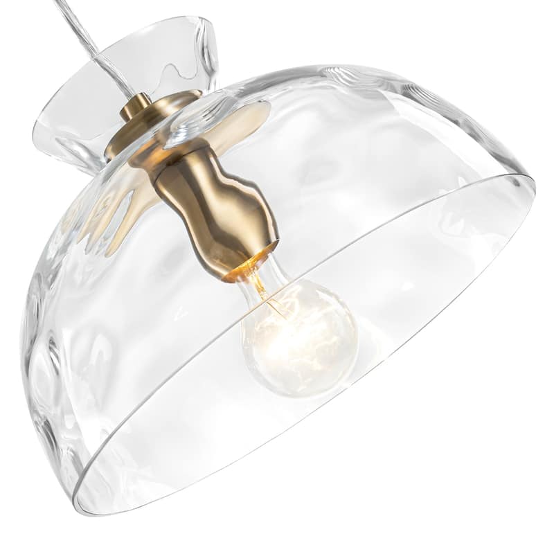 Modern Gold Semi-Circle Pendant Light with Clear Glass Shade Fixture - Dia.10.63-in
