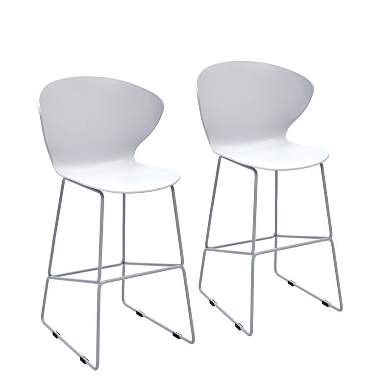 Set of 2 Contemporary Plastic Counter Height Bar Stools