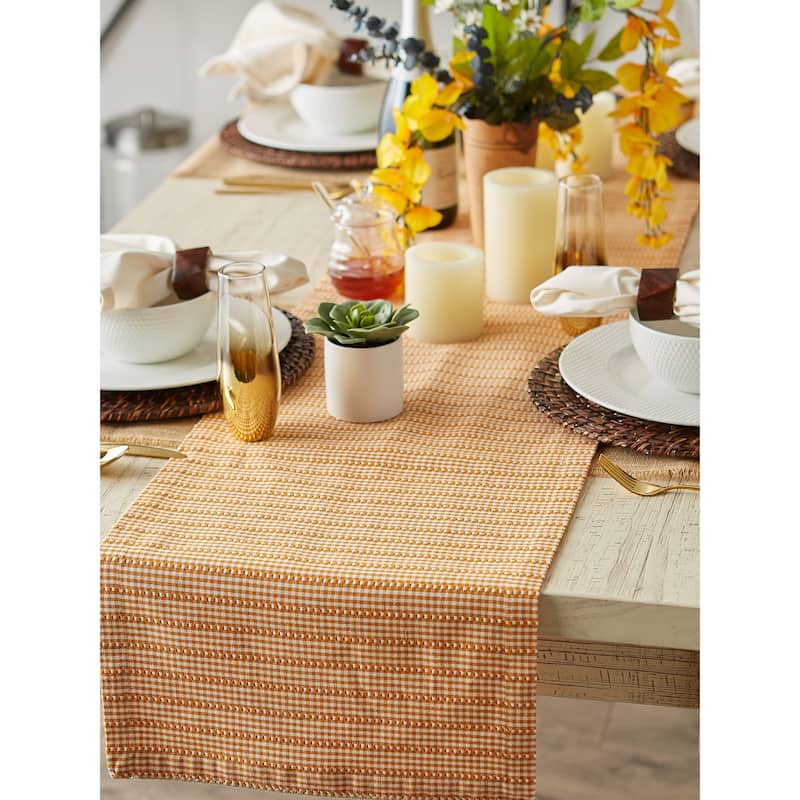 DII Pumpkin Spice Farmhouse Gingham Table Runner