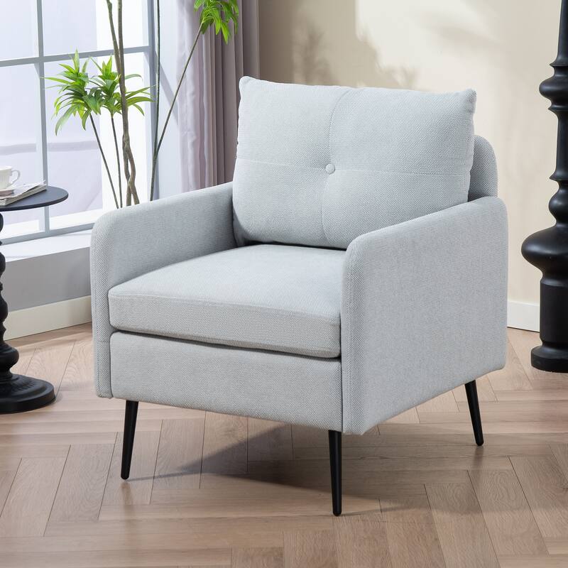 Chenille Armchair, 28" W Single Sofa Chair for Living Room & Bedroom, Modern Lounge Chair Upholstered Reading Chair - Sage