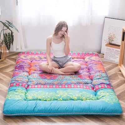 Bohemian Retro Floor Mattress Vintage Floral Japanese Futon Mattress