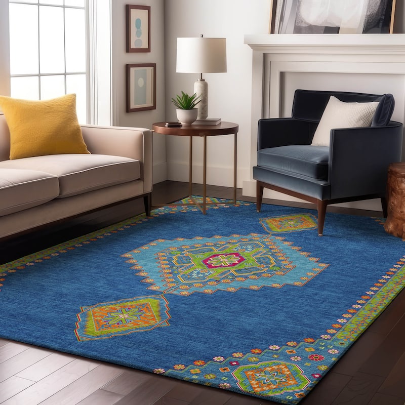 Premium Washable Super Soft Traditional Boho Mayfield Rug - Denim - 10' x 14'