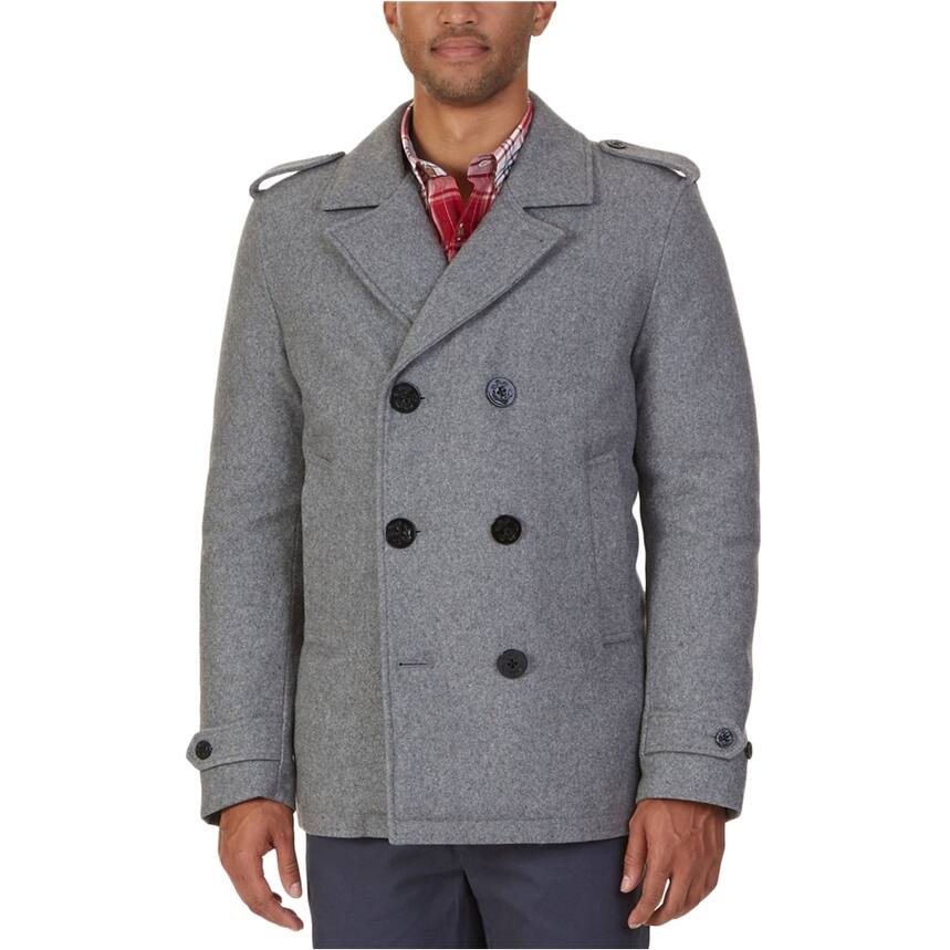 Nautica Mens Military-Inspired Pea Coat,, Grey, XX-Large