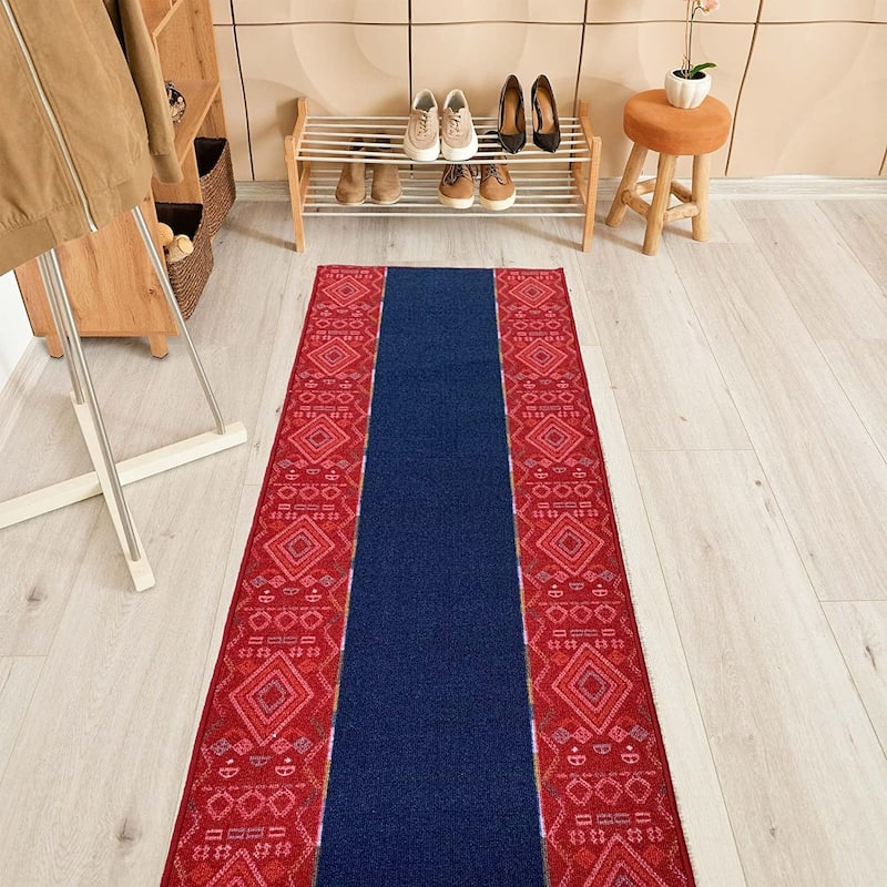 Custom Size Solid Design 31 Inch Wide Non-Slip Stair Runner Rug