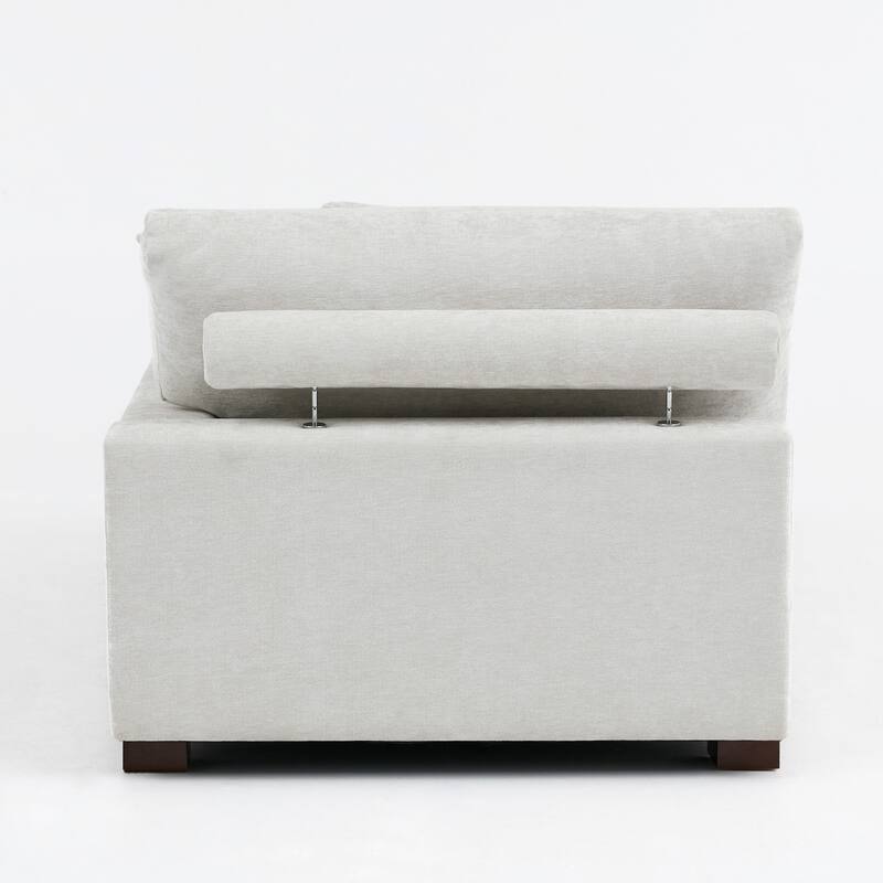 Oversized Chenille Modular Chaise Lounge With Deep Seat