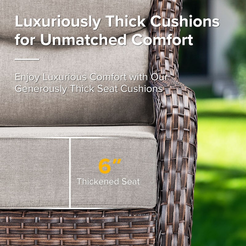Gymojoy 3-Piece Patio Swivel Glider Chair Set with Side Table, 6-Inch Ultra-Plush Cushions & Water-Resistant Olefin Fabric