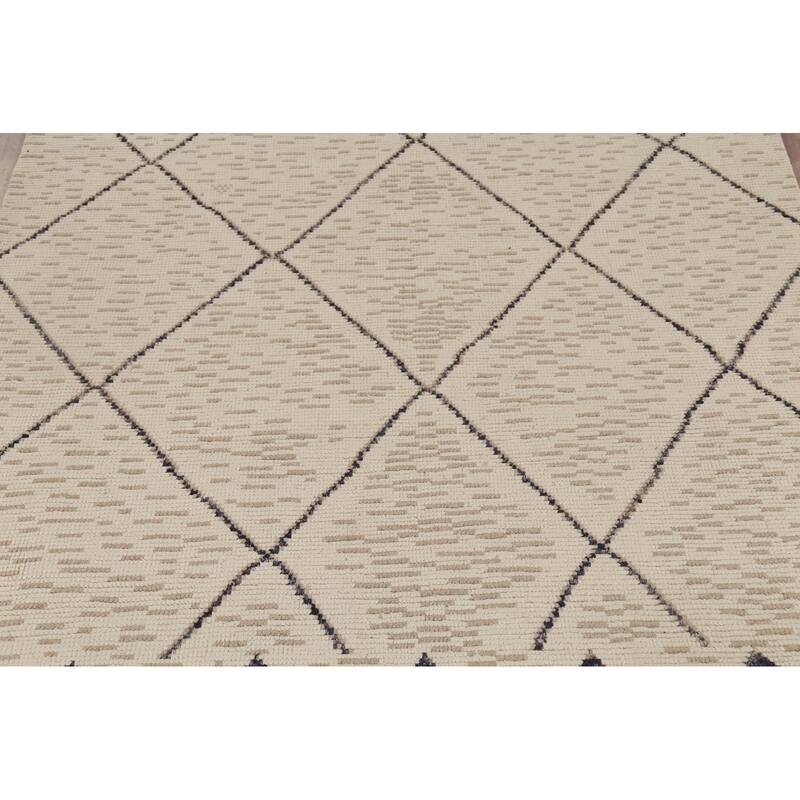 Trellis Moroccan Area Rug Hand-Knotted Wool Carpet - 6'11"x 10'9"