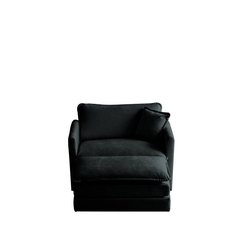 41.4"W Upholstered Accent Chair with Ottoman, Modern Reading Sofa Armchair, Chenille Lounge Chair for Living Room, Bedroom
