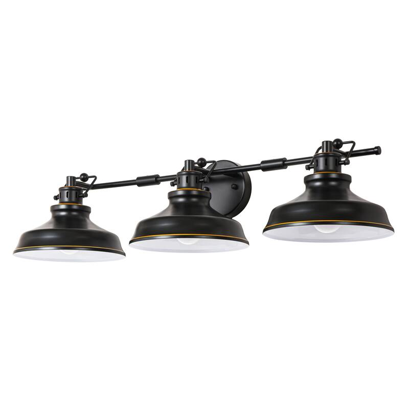 3-Light Retro-Luxury Wall Light with White Inner & Gold-Trimmed Shades for Living Room - 3 Light