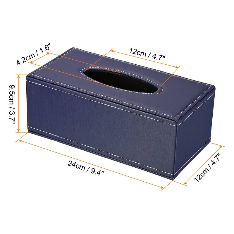 9.4x4.7x3.7" Tissue Box Cover, PVC Leather Waterproof Napkin Dispenser - Blue