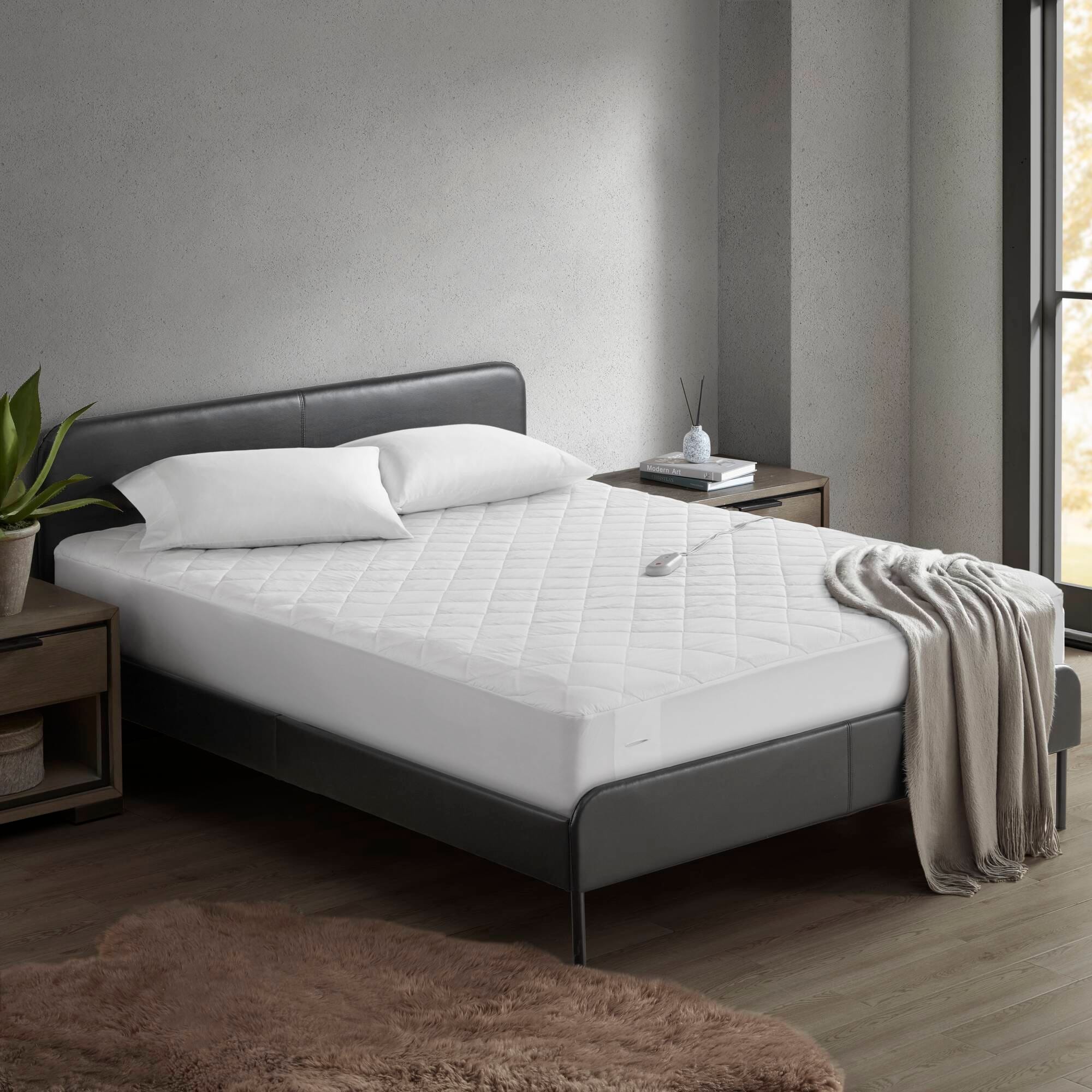 Sunbeam quilted striped heated electric mattress pad hotsell