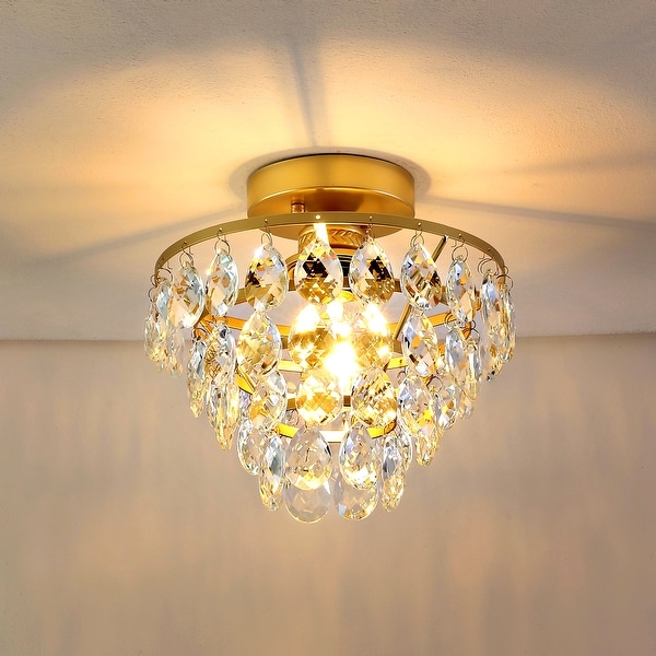 Small flush store mount chandelier