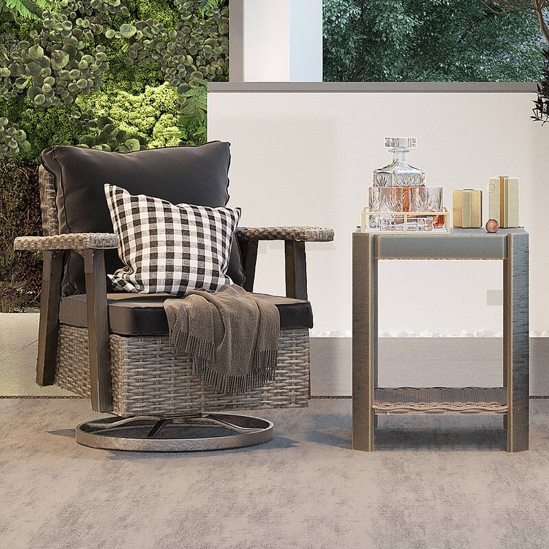 Cozywor Wicker Patio Rocking Chair Swivel Lounge Chair