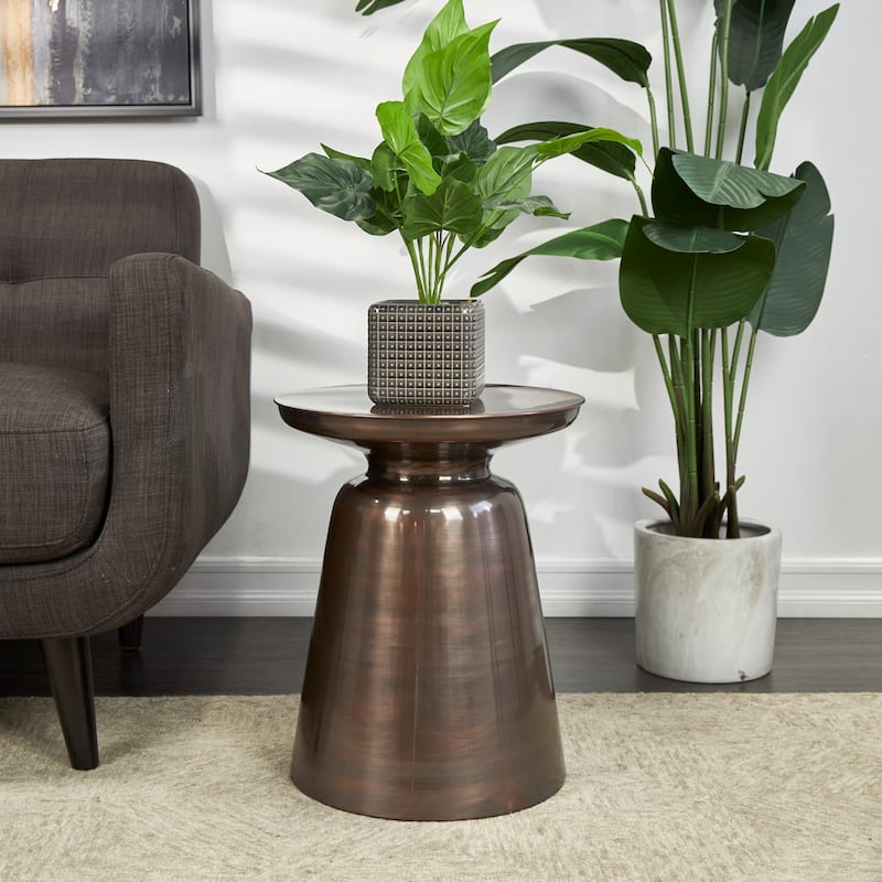 Metal Accent Table with Bell Shaped Base - Copper or Black - Roche River Decor