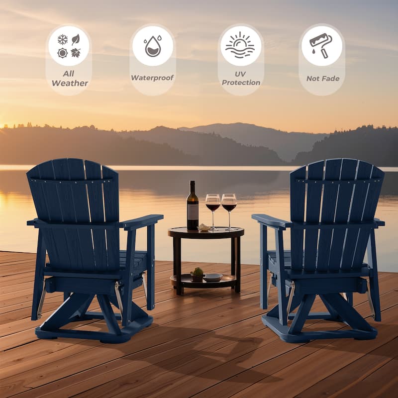 Set of 2 HDPE Adirondack Swivel Gliders, Outdoor Patio Chair Set