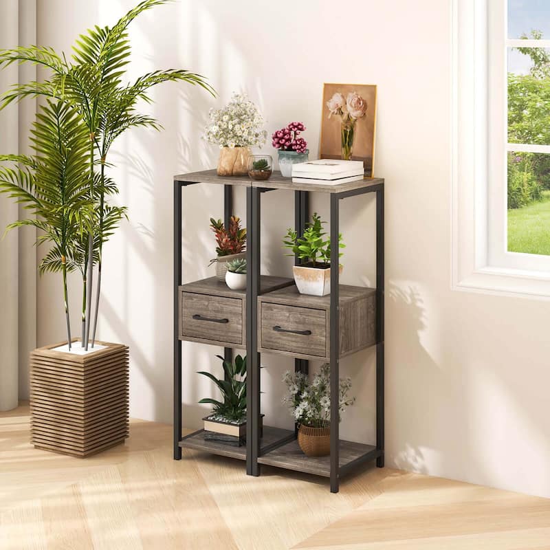 Costway 1/2 Pack 3 Tier Tall Metal Plant Stand Indoor Plant Table with