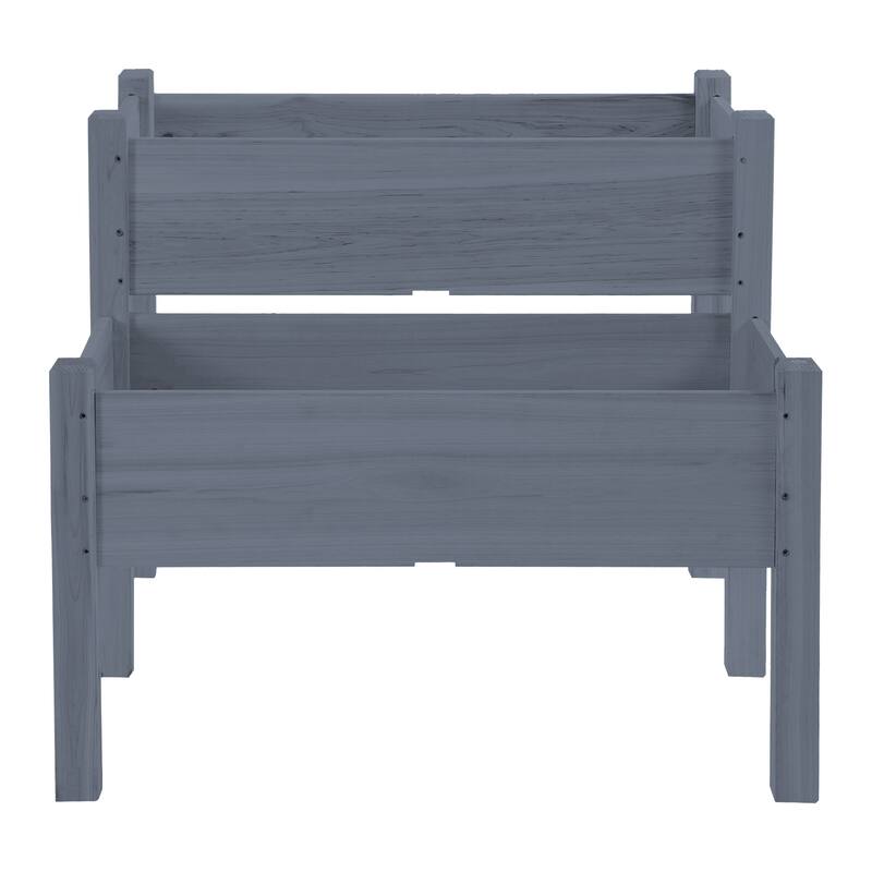 Double-Layer Raised Flower Boxes Wood Planter Box Large Garden Racks with Bottom Drainage Holes for Backyard Patio