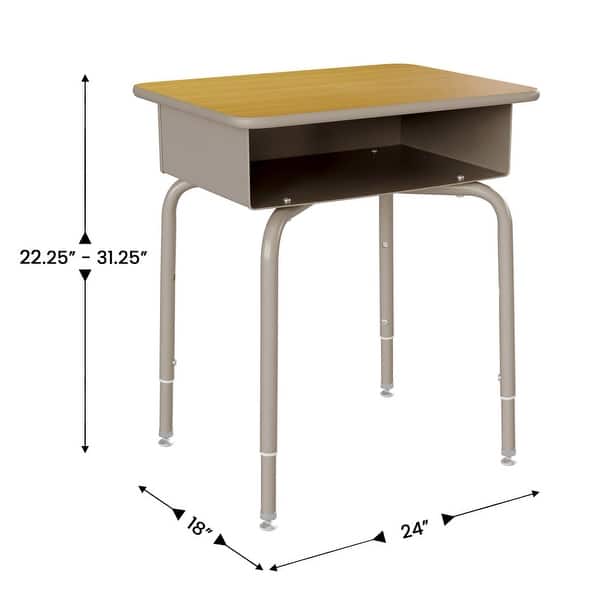 dimension image slide 0 of 8, Student Desk with Open Front Metal Book Box & Flex Comfort Chair - 24"W x 18"D x 22.25" - 31.25"H