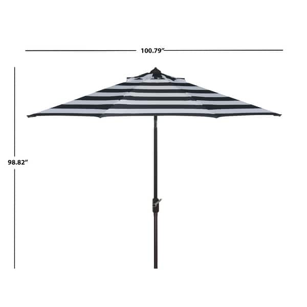 SAFAVIEH Iris 9ft Round Outdoor Patio Umbrella - UV Resistant with Auto Crank Tilt