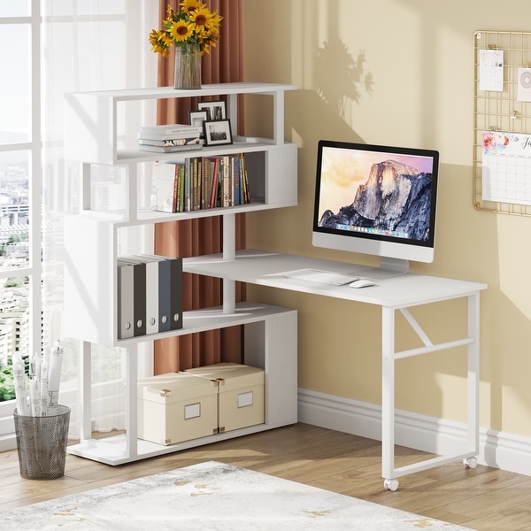 Desk with 2025 rotating shelf