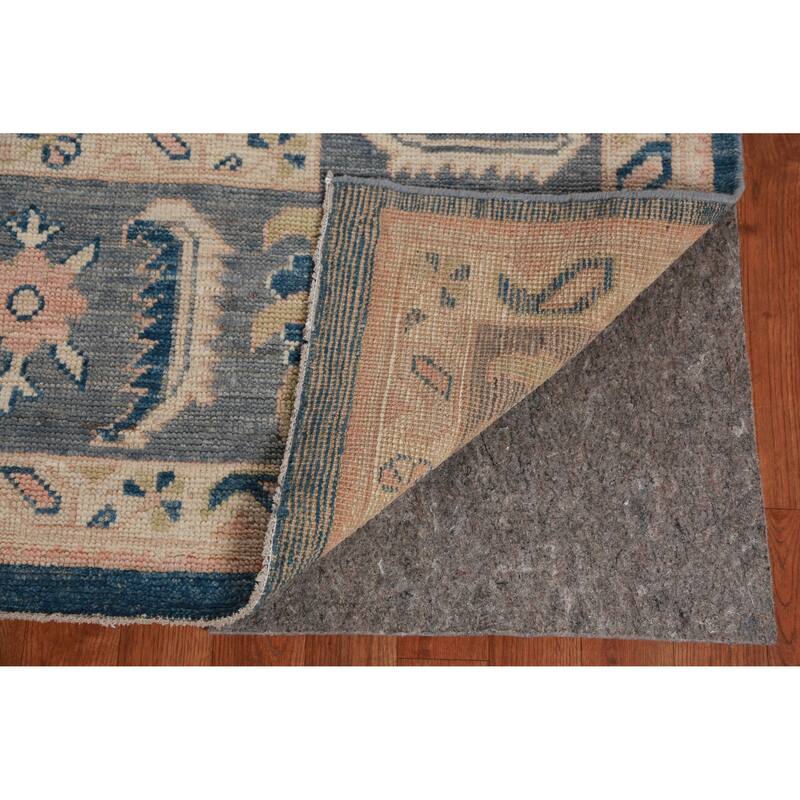 Hand Knotted Oriental 100% Wool Carpet Transitional Medallion Navy Blue & Blues Oushak Area Rug - 14' 9'' X 11' 10''