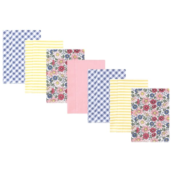 slide 1 of 1, Hudson Baby Infant Girl Cotton Flannel Burp Cloths, Pink Blue Pretty Floral 7 Pack, One Size One Size - Pink Blue Pretty Floral 7 Pack