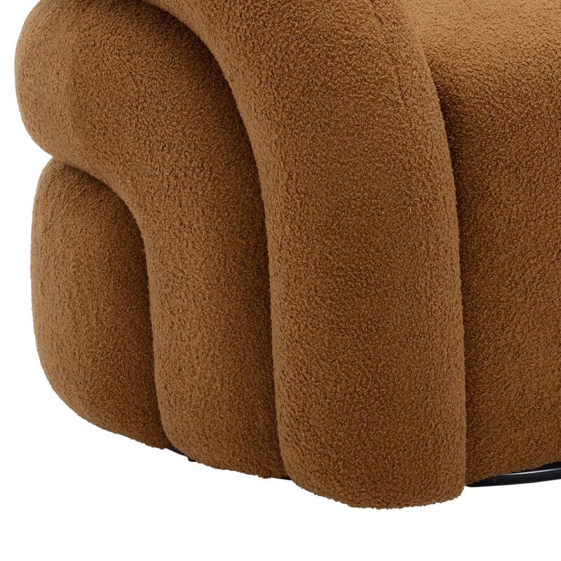 Set of 2 Boucle Upholstered Swivel Accent Barrel Chairs