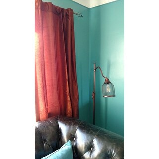 Eff Burnt Orange Vintage Faux Dupioni Silk Curtain Panel