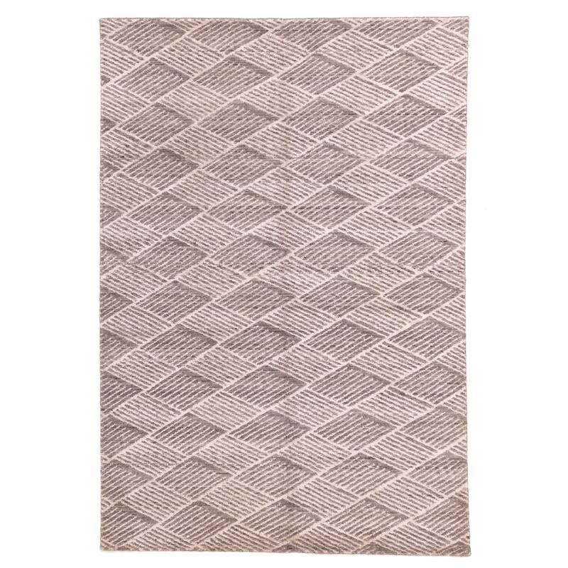 ECARPETGALLERY Hand Loomed Elysian Dark Grey Silk, Wool Rug - 6'0 x 8'11
