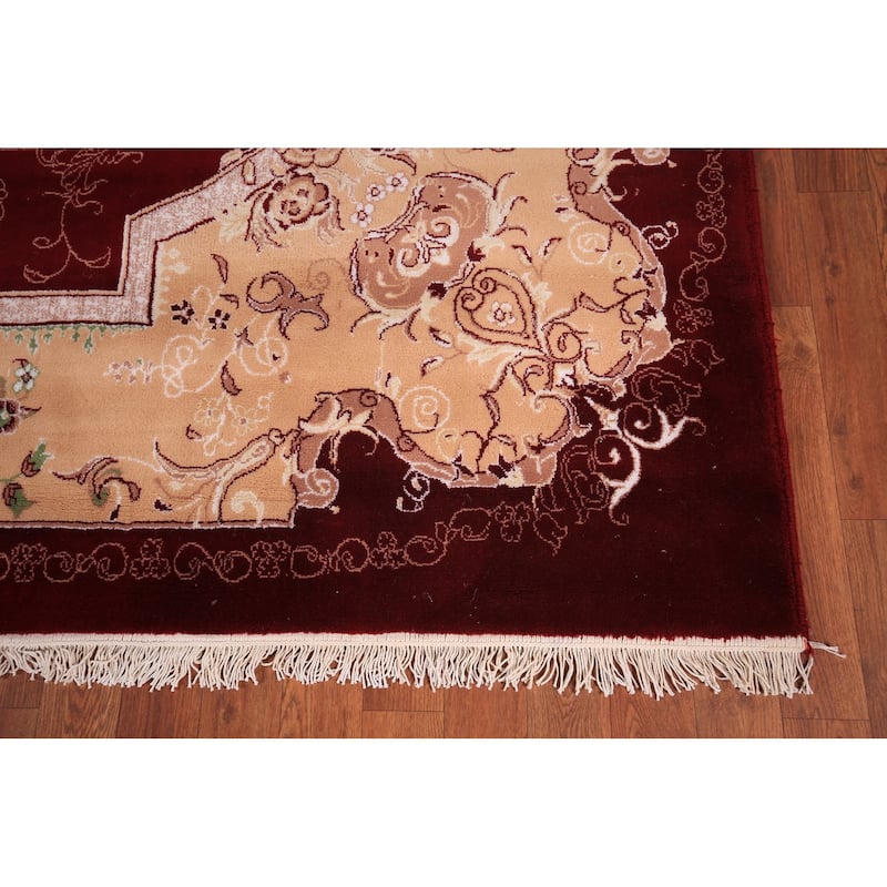 Victorian Style Kashan Turkish Area Rug Machine Made Red Carpet - 8'0" x 11'10"