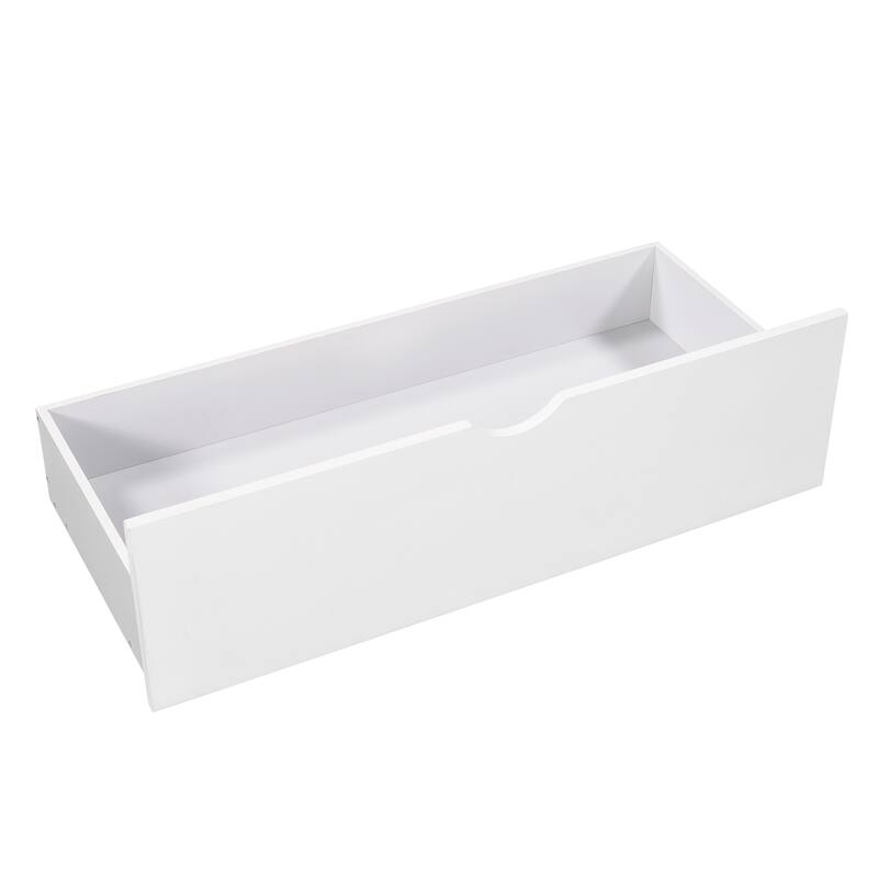 L-Shaped Platform Bed With Trundle And Drawers Linked With Built-In Desk,Twin