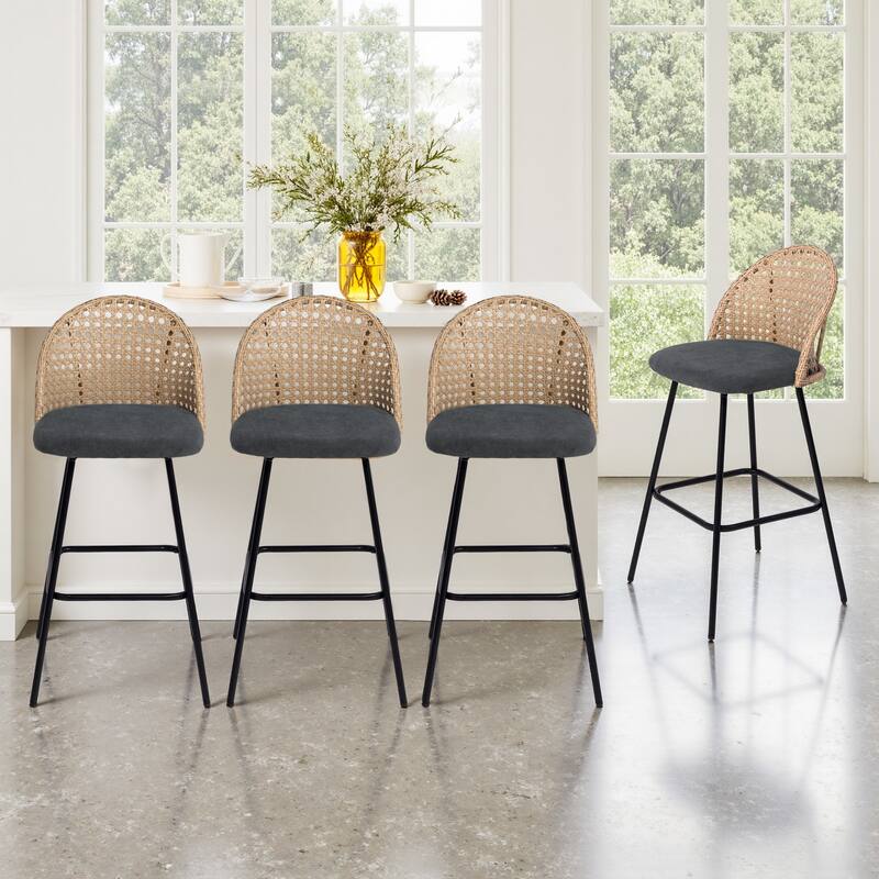 29.52"H Upholstered Bar Stools/ Counter Stools with Metal Leg Set of 4 - Set of 4