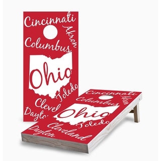 Ohio State Pride Corn Hole Board Set w Case & Lights