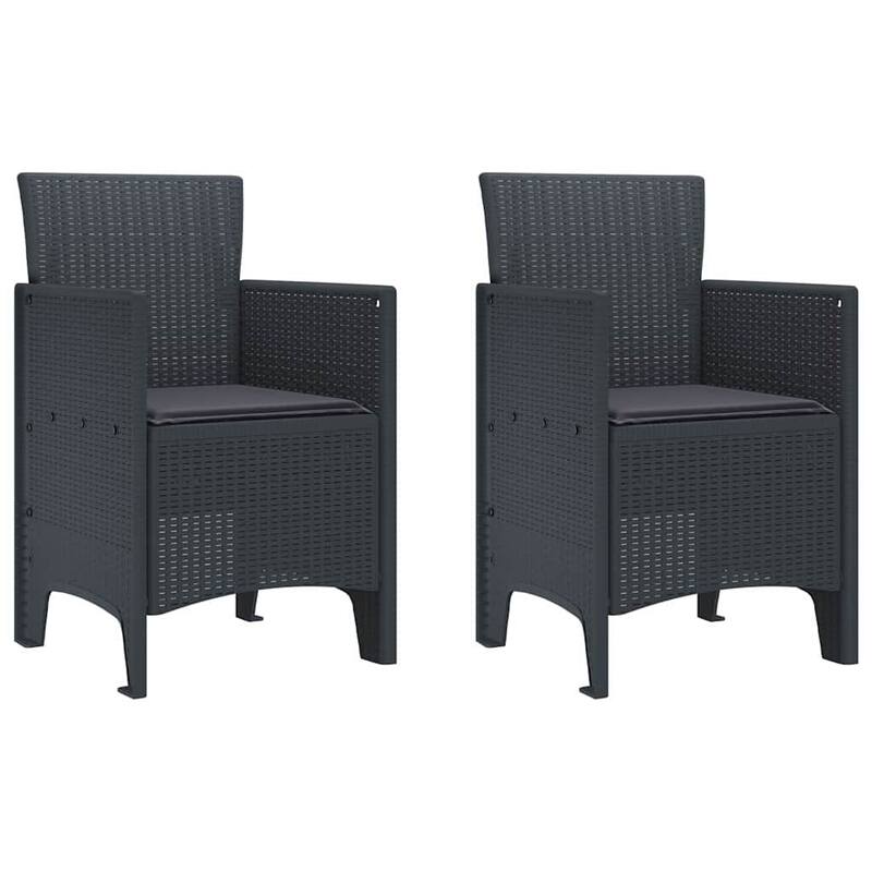 vidaXL Garden Dining Set 3/5 pcs Anthracite/Brown Polt rattan - 100 x 100 x 73 cm