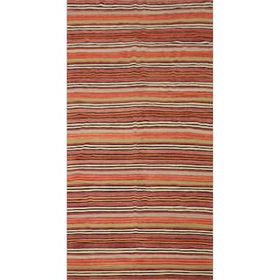 Hand Woven Oriental 100% Wool Carpet Southwestern Geometric Multi-Colored Kilim Area Rug - 10' 3'' X 5' 3''
