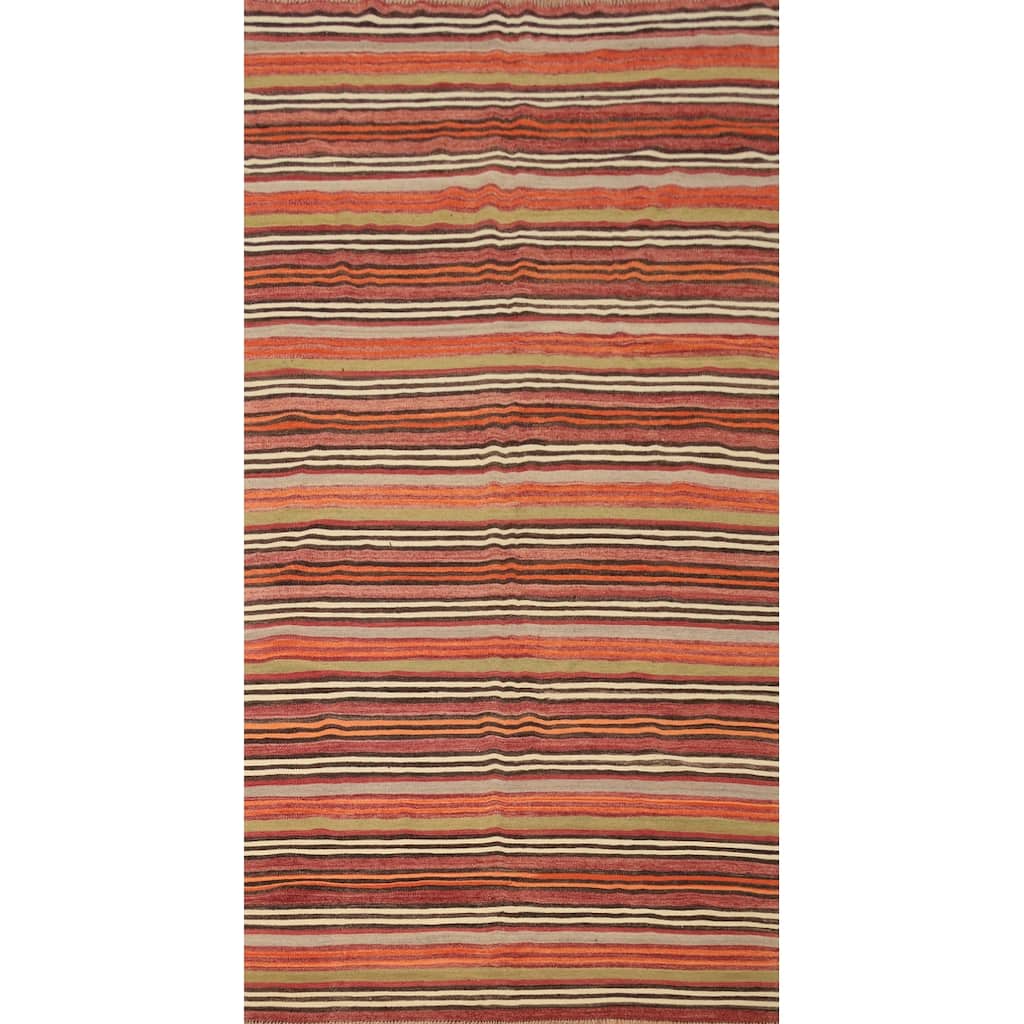 Hand Woven Oriental 100% Wool Carpet Southwestern Geometric Multi-Colored Kilim Area Rug - 10' 3'' X 5' 3''