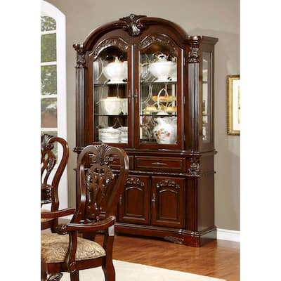 Dining Room Hutch and Buffet in Brown Cherry Finish