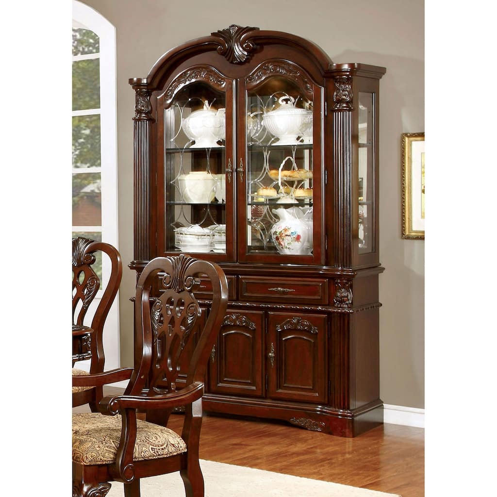 Dining Room Hutch and Buffet in Brown Cherry Finish