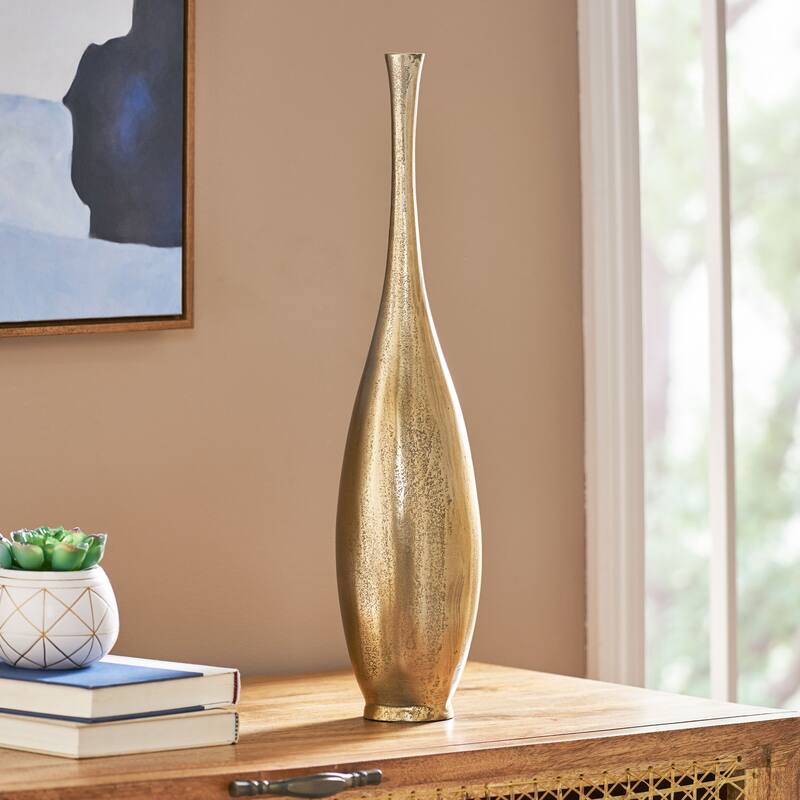 Roomfitters Metal Bottle Vase, Tall Decorative Accent for Table or Shelf, Modern Gold Finish - Gold