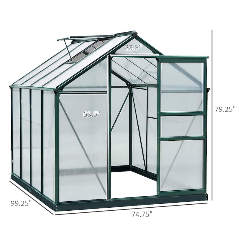 Outsunny Polycarbonate Walk-in Garden Greenhouse - Clear