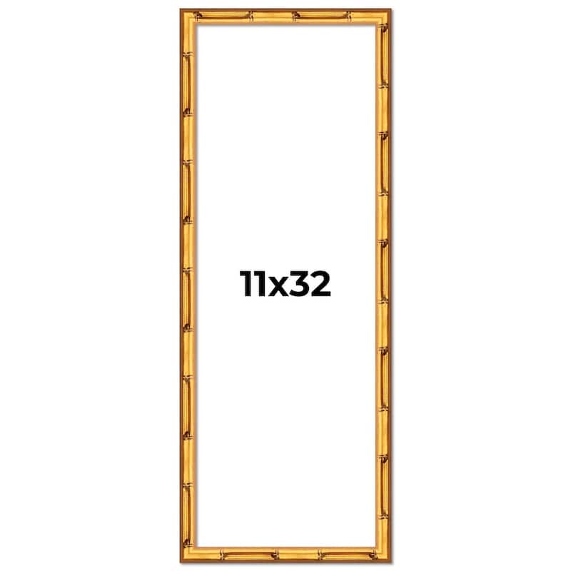 11x32 Frame Gold Bamboo Solid Wood Picture Frame | 1 Inch Moulding